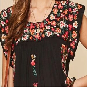 Boho Embroidered floral blouse
